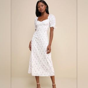 Lulu's White and Purple Floral Dress